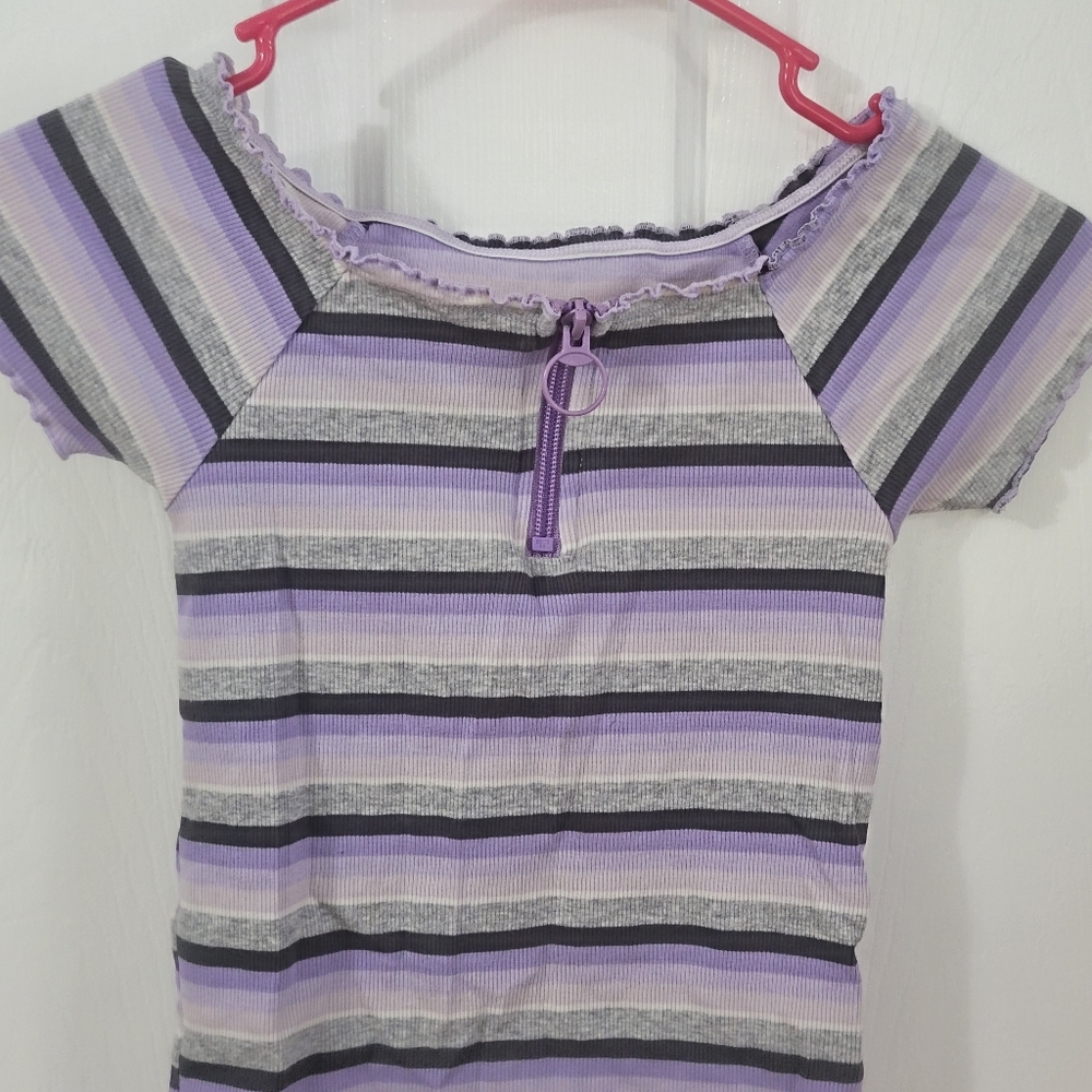 Justice purple grey and black shirt